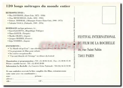 Festival Internacional de Cinema de La Rochelle — 24ª edição — 28 de junho - 8 de julho de 1966 — Verso