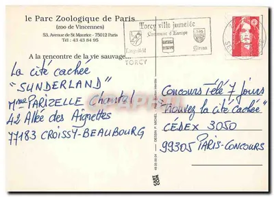 Zoo w Paryżu — Las Vincennes — Narodowy Muzeum Historii Naturalnej — Rewers