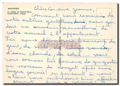 Fond-St-Denis — Martinica — Éditions Félix ROSE-ROSETTE, n°216 — Verso