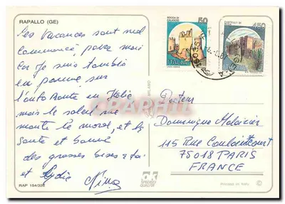 Rapallo (GE) — aeryczny widok portu i wzgórz — wydawca Spedicci Qualità, n° RAP 154/325 — Rewers