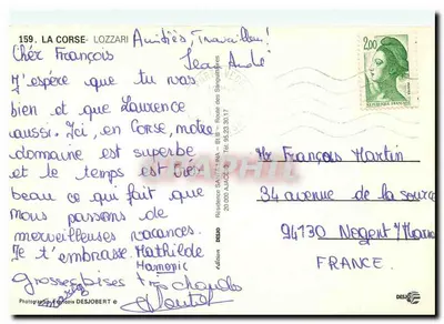 A Corça — praia de Lozzari — edição DESJOBERT — Verso