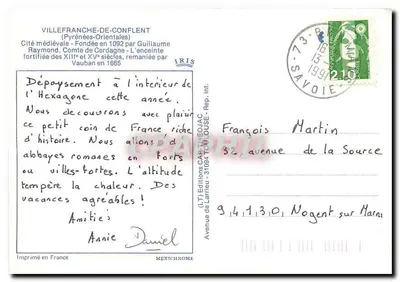 Villefranche-de-Conflent — średniowieczna zamek — Wydawnictwo Iris — Rewers