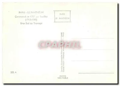 Paryż - Panthéon — Południowy Ramię Krzyża — Serwis Komercyjny Zabytkowych Monuments, Grand Palais, Paryż — Rewers