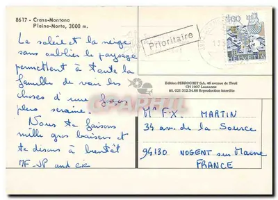 Crans-Montana - Plaine-Morte — stacja narciarska — wydawnictwo Perrochet S.A., Lausanne — Rewers
