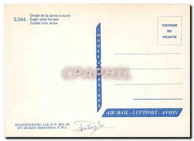 Coup de la canne à sucre — seria S.044 — SCANDINEXIM, Ltd. - Saint-Barthélemy — Rewers
