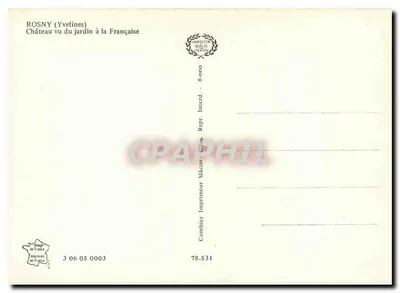 Rosny (Yvelines) — Castelo visto do jardim à la Française — Impressor Combier, n° 0003 — Verso