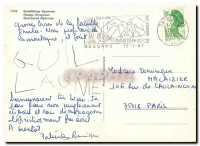Rostblättrige Alpenrose — Val d'Arc, Bessans — editor não visível, n° de série 7406 — Verso