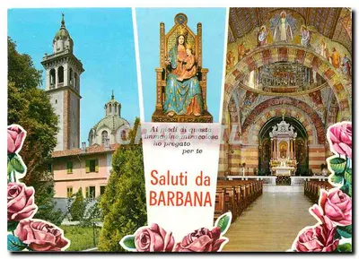 Santuario di Barbana — vista da torre, da estátua da Virgem e do interior — editor Barbana, número de série não visível