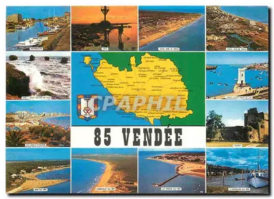 Vendée — 85 — Carte postale panoramique avec carte et sites touristiques — Artaud Frères