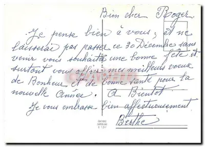 Buquê de rosas e pássaros — Boa Festa — Éditions Superluxe, n° 7.297 — Verso