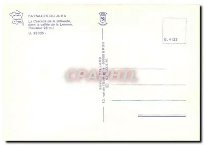 Cachoeira da Billaudé — na vale da Lemme — altura 28 m — Edições CELLARD, Bron — Verso