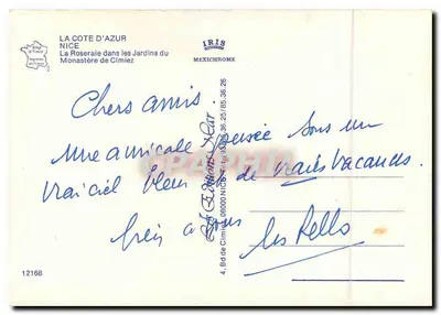 La Roseraie w ogrodach klasztoru Cimiez — Nice — wydawca IRIS MEXICHRome — Rewers