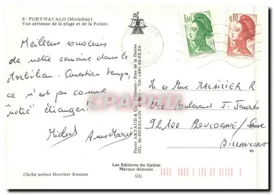 Port-Naualo (Morbihan) — Visão aérea da praia e da Ponta — Les Editions du Gabier — Verso