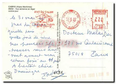 CABRIS (Alpes-Maritimes) — widok z lotu w lekkim przeciwsłonecznym świetle — wydanie ELBE — Rewers