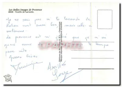 Manchas de lavanda — Provence — Edições de Provence G.A.L. — Verso