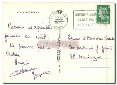 Côte d'Opale — Strände von Fort-Mahon, Berck, Merlimont, Stella — Verlag Artaud Frères — Rückseite