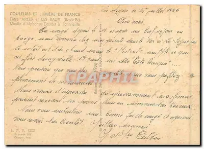 Młyn Alfonsa Daudeta w Fontvieille — między Arles a Les Baux — Éditions Jean-Darès — Rewers