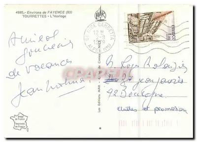 Tourrettes - Zegar — Wydawnictwo MAR, seria 4885 — Rewers