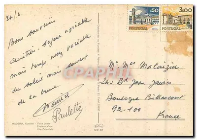 Funchal - Vista Leste — Vista Oriental — editor Kedland, n° MD 83 — Verso