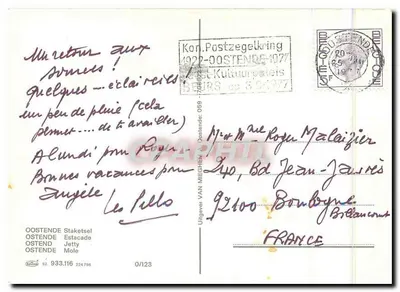 Oostende - Mole — Belvedere — editor Van Mieghem, n° 0/123 — Verso