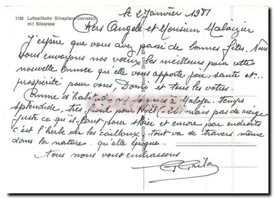 Teleférico sobre o Silsersee — Luftseilbahn Silvaplana-Corvatsch — editor Morill Druck, n° 1128 — Verso