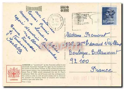 Londres — Saudações de Londres — Distribuído por Kardorama Ltd — Verso