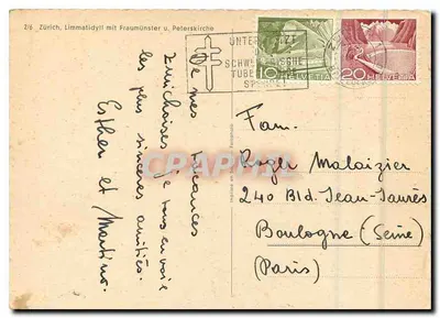 Zurich - Limmatdîll com Fraumünster e Peterskirche — editor não visível — Verso
