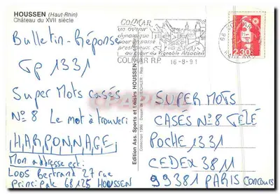Houssen w Alzacji — Zamek z XVII wieku — Wydawnictwo Colmar — Rewers