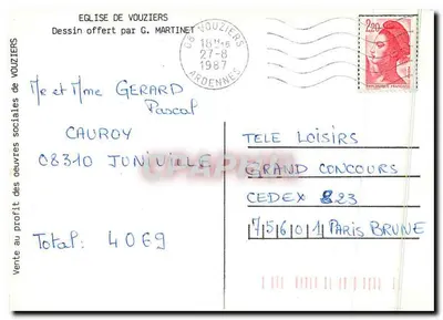 Kościół w Vouziers — rysunek G. Martinet — Vouziers, Ardennes — Rewers