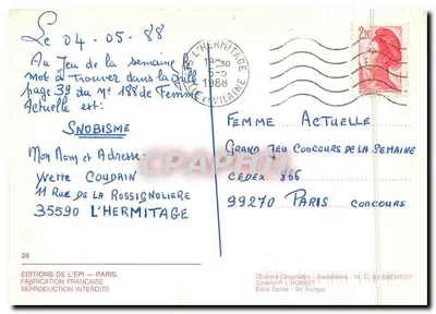 Ruiny budynku — akwarela — M.C. de Brémont, n°26 — Rewers