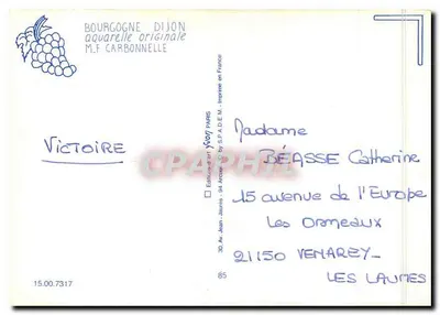 Bourgogne Dijon — Dom winiarza XV³ — M.F. Carbonnelle — Rewers
