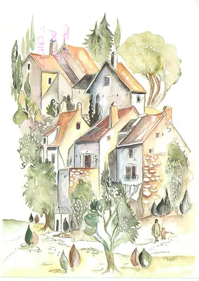 Vila provençal — aquarela — Éditions Diana, n° SBM 1008