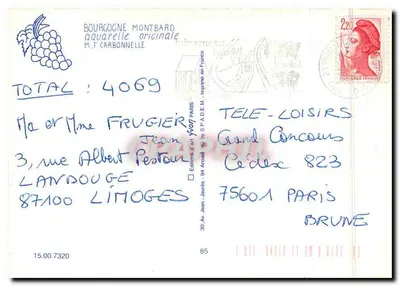 Bourgogne Montbard — Igreja e paisagem outonal — M. F. Carbonnelle — Verso