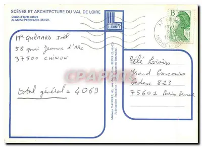 A Vienne e o castelo de Chinon — Desenho a partir da natureza de Michel Perreard — Edições Valore, série 06 EZE — Verso