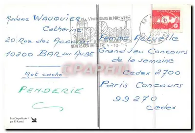 Pejzaż z domami i kościołem — P. Ranel — Les Coquelicots — Rewers