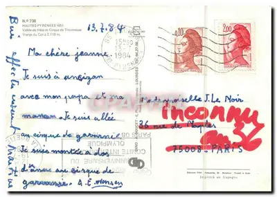 Virgem de Hés e Cirque de Troumouse — Hautes Pyrénées — Editora TISA, N° 738 — Verso
