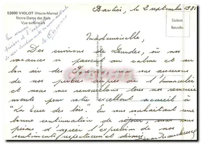Notre-Dame des Bois — Widok z zewnątrz — Wydawnictwo Francuskie, nr 52600 — Rewers