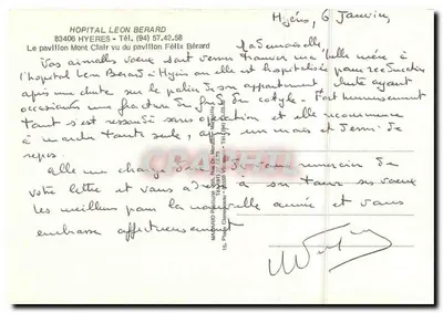 Hotel Le Pavillon Félix Bérard — Hyères — editor desconhecido, número de série não visível — Verso