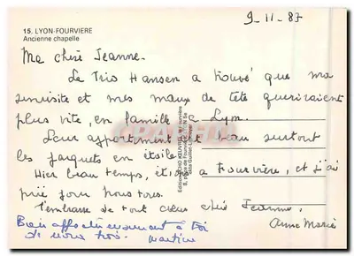 Lione-Fourvière — Antica cappella — Edizioni CHO KEEUVRE — Verso