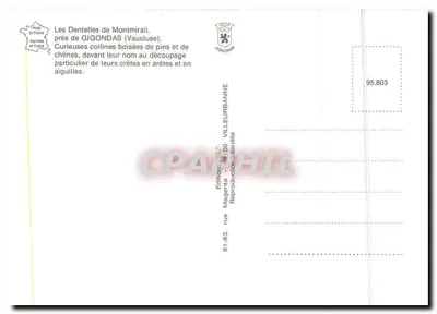 Dentelles de Montmirail — Montmirail, Vaucluse — Édition Magneta, 81-83 rue Villeurbanne — Verso