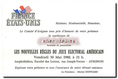 Conferência sobre as novas regras do jogo eleitoral americano — Avignon — Comitê de Avignon