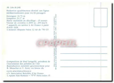 Léo H.246 — czteromotorowy samolot wodny do linii śródziemnomorskich — reprodukcja Paul Lengellé — Rewers