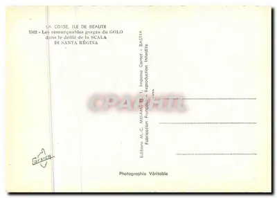 Góry Golo — Przejście Santa Regina — Wydawnictwo M.C. Miramont, Bastia — Rewers