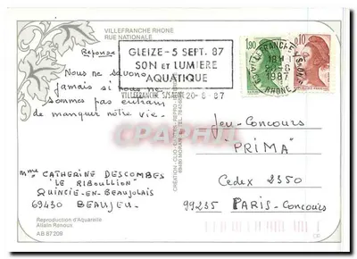 Vista de rua com igreja — Allain Renoux — reprodução de aquarela — Verso