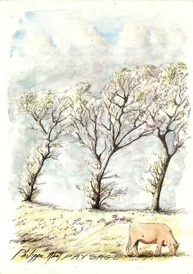 Paisagem do Norte - Pas-de-Calais — Aquarela de Philippe Abel, n°97 — Edição Jean-Jaurès
