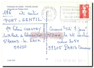 Paisagem — aquarela de Philippe Abel — editor S.P.A.D.E.M. n°85 — Verso