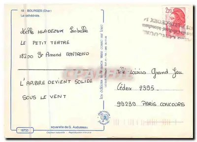 Bourges — Katedra — akwarela G. Audusseau, n° 16733 — Rewers