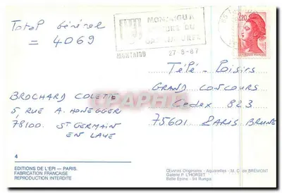 Zimowy krajobraz — zasne autostrady — Éditions de l'Épi, Paryż, nr 4 — Rewers