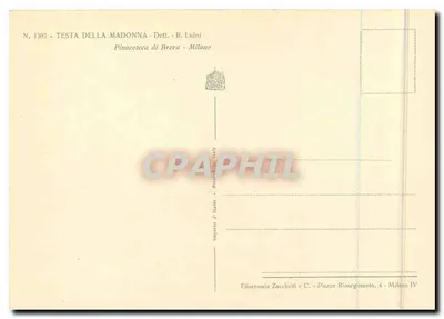 Cabeza de la Virgen — detalle — Eliocromia Zacchetti & C. Milán — Reverso