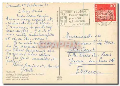 Neuchâtel — Plac i Dom Handlowy (dzień targowy) — Graphphil — Rewers